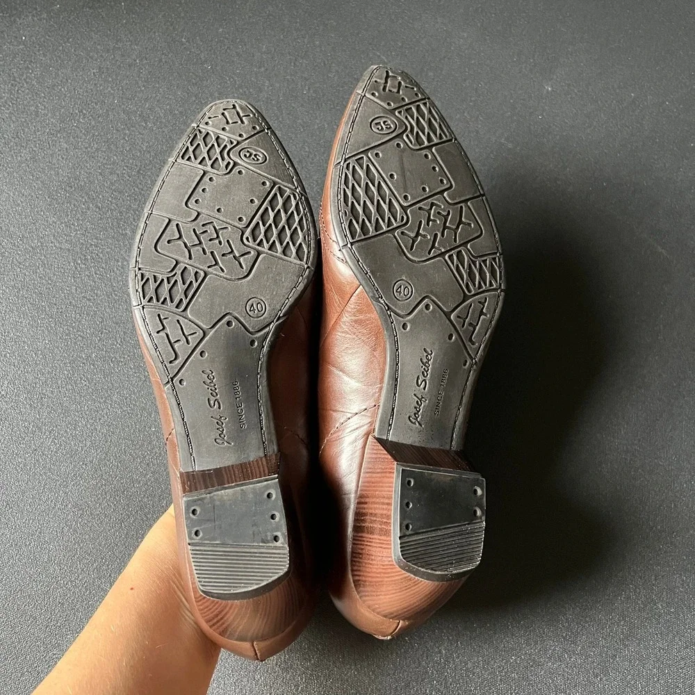 Josef Seibel Brown Leather Block Heel Booties 40 US 9.5 Comfort Shoes Academia